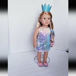 Birthday Sparkle Rainbow Party Dress for 18" American Girl Sized Dolls